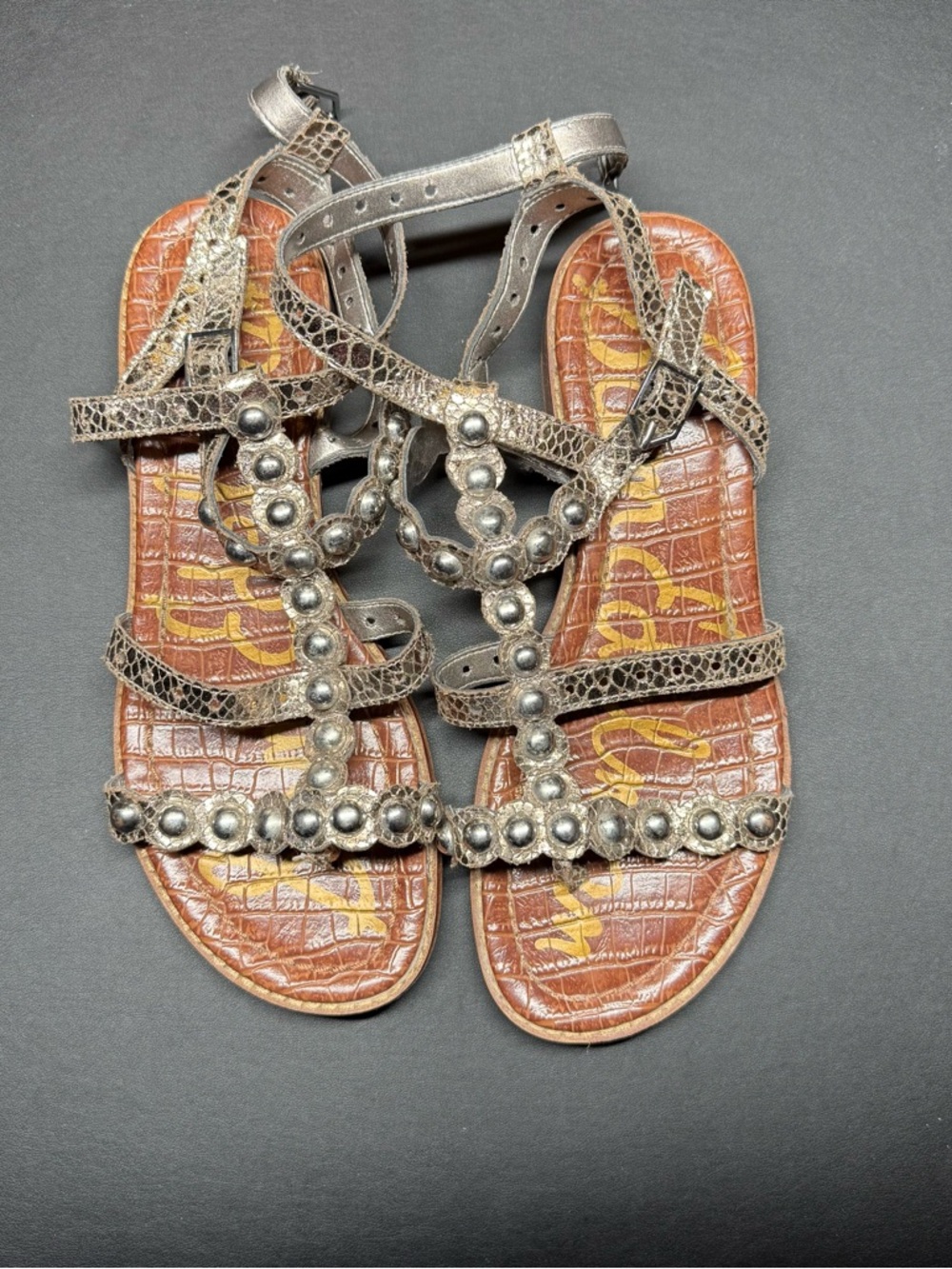 Sam Edelman Brown Beaded Gladiator Sandals